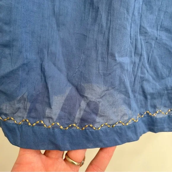 Gudrun Sjõdén 100% Cotton Green Blue Kaftan-Style ¾-Sleeve Maxi Crinkle Dress XL - Picture 6 of 12